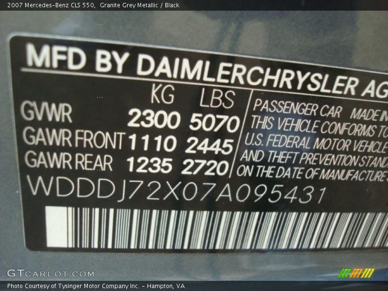 Granite Grey Metallic / Black 2007 Mercedes-Benz CLS 550