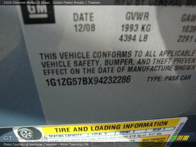 Golden Pewter Metallic / Titanium 2009 Chevrolet Malibu LS Sedan