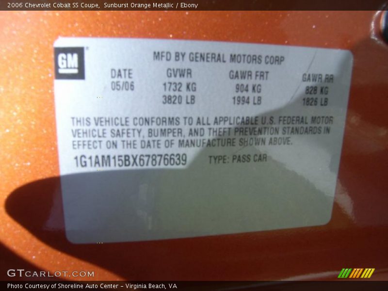 Sunburst Orange Metallic / Ebony 2006 Chevrolet Cobalt SS Coupe