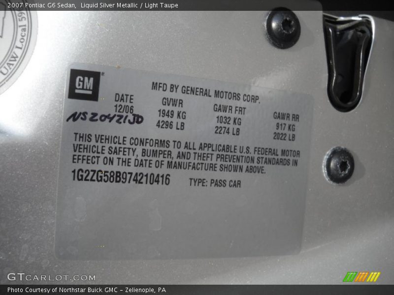 Liquid Silver Metallic / Light Taupe 2007 Pontiac G6 Sedan