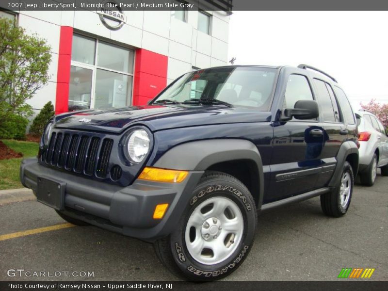 Midnight Blue Pearl / Medium Slate Gray 2007 Jeep Liberty Sport
