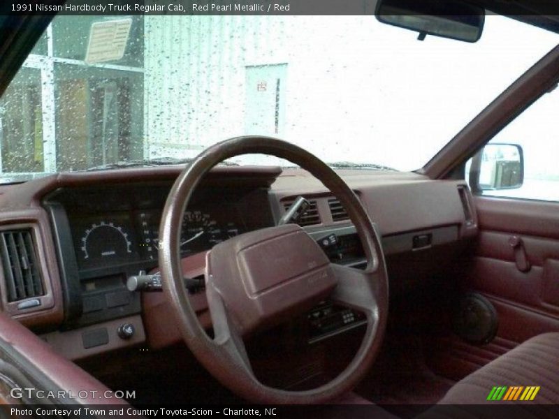 Red Pearl Metallic / Red 1991 Nissan Hardbody Truck Regular Cab