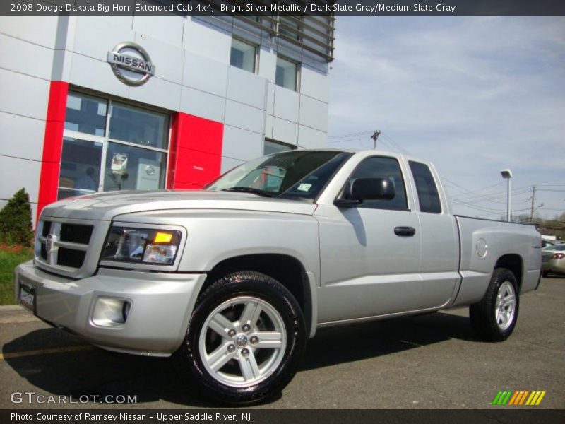 Bright Silver Metallic / Dark Slate Gray/Medium Slate Gray 2008 Dodge Dakota Big Horn Extended Cab 4x4