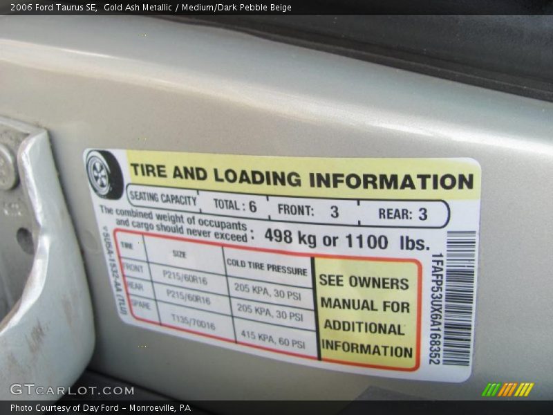 Gold Ash Metallic / Medium/Dark Pebble Beige 2006 Ford Taurus SE