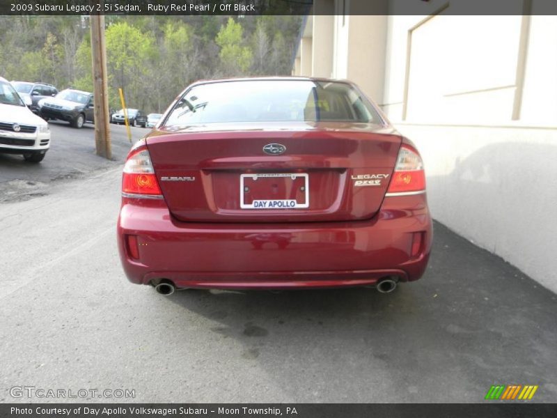 Ruby Red Pearl / Off Black 2009 Subaru Legacy 2.5i Sedan