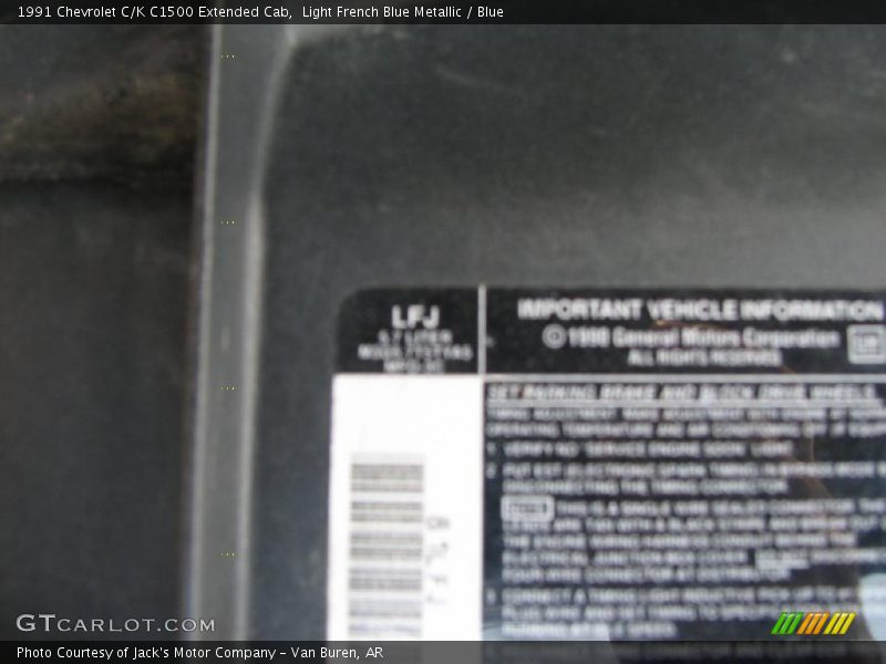 Light French Blue Metallic / Blue 1991 Chevrolet C/K C1500 Extended Cab