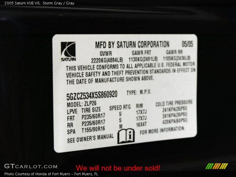 Storm Gray / Gray 2005 Saturn VUE V6