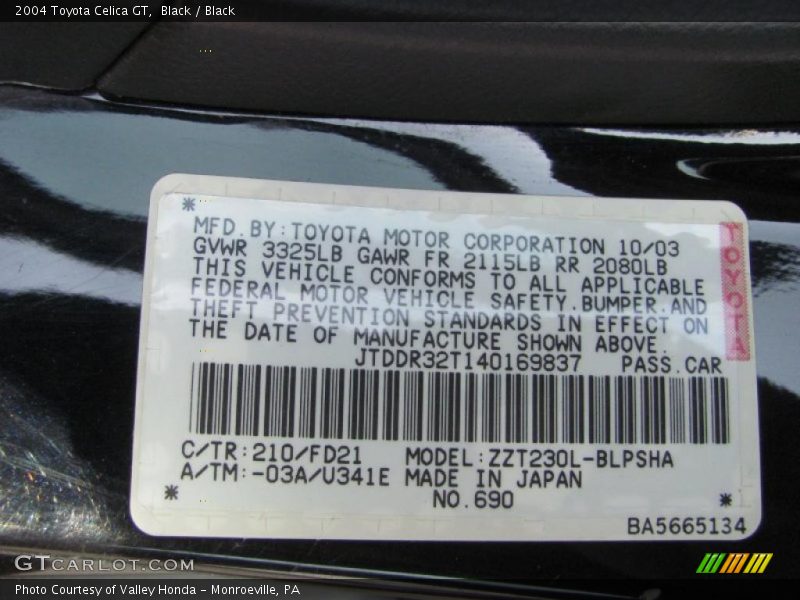 Black / Black 2004 Toyota Celica GT