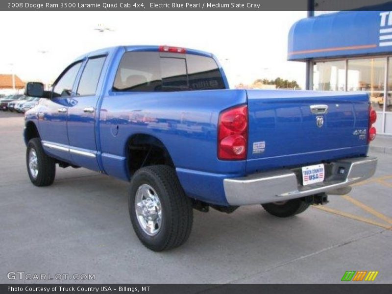 Electric Blue Pearl / Medium Slate Gray 2008 Dodge Ram 3500 Laramie Quad Cab 4x4