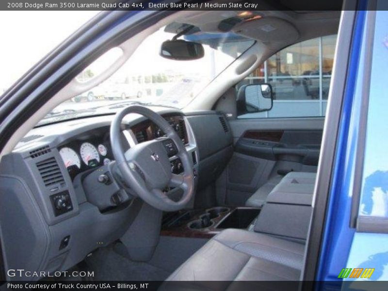 Electric Blue Pearl / Medium Slate Gray 2008 Dodge Ram 3500 Laramie Quad Cab 4x4