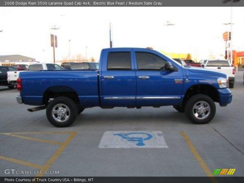 Electric Blue Pearl / Medium Slate Gray 2008 Dodge Ram 3500 Laramie Quad Cab 4x4