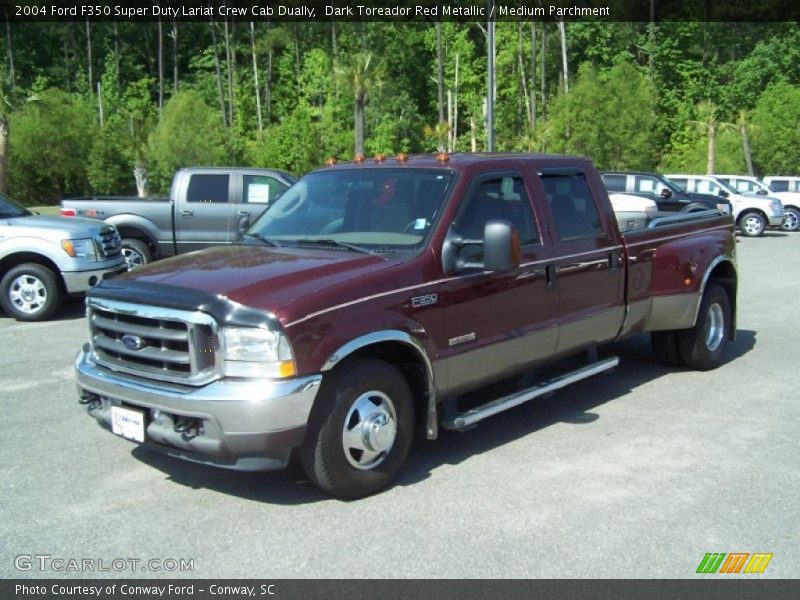 Dark Toreador Red Metallic / Medium Parchment 2004 Ford F350 Super Duty Lariat Crew Cab Dually