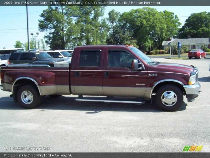 Dark Toreador Red Metallic / Medium Parchment 2004 Ford F350 Super Duty Lariat Crew Cab Dually