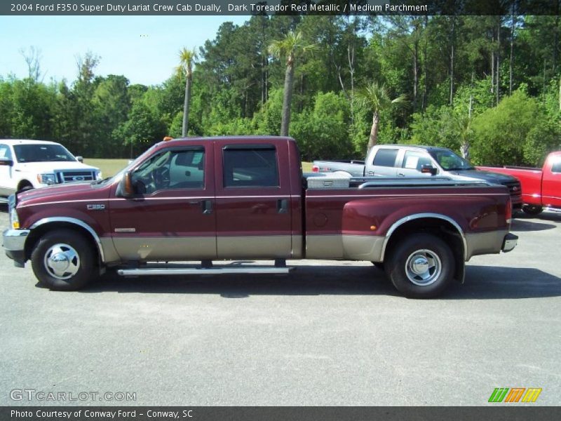 Dark Toreador Red Metallic / Medium Parchment 2004 Ford F350 Super Duty Lariat Crew Cab Dually