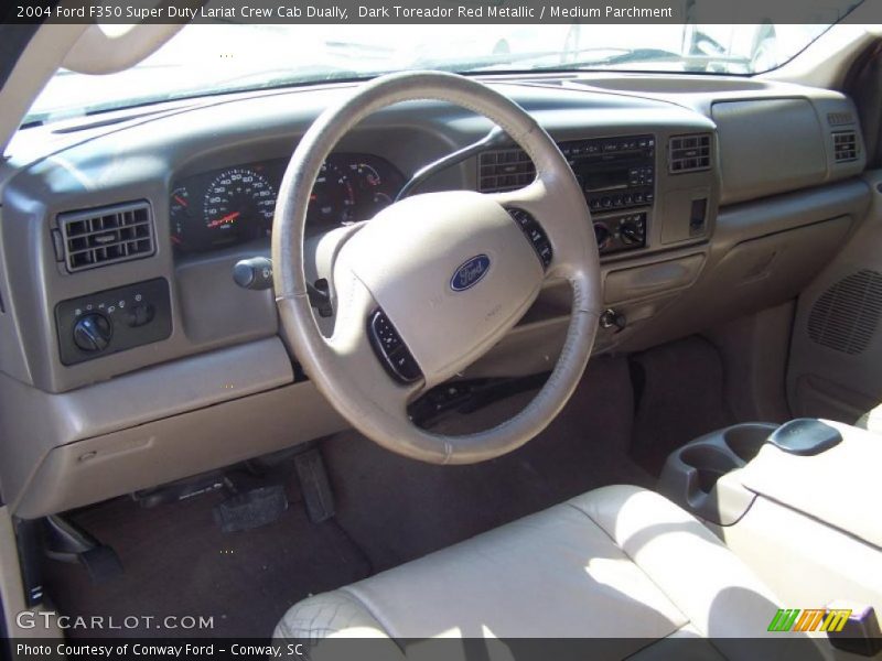 Dark Toreador Red Metallic / Medium Parchment 2004 Ford F350 Super Duty Lariat Crew Cab Dually