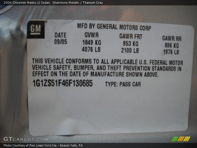 Silverstone Metallic / Titanium Gray 2006 Chevrolet Malibu LS Sedan