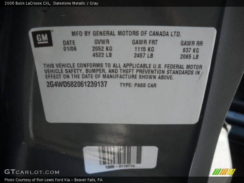 Slatestone Metallic / Gray 2006 Buick LaCrosse CXL