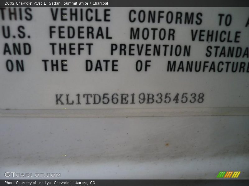 Summit White / Charcoal 2009 Chevrolet Aveo LT Sedan