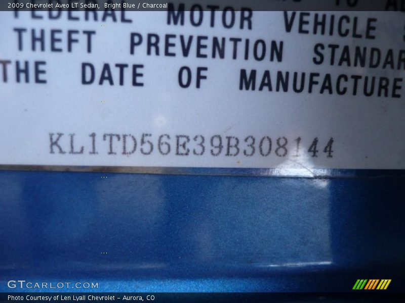 Bright Blue / Charcoal 2009 Chevrolet Aveo LT Sedan