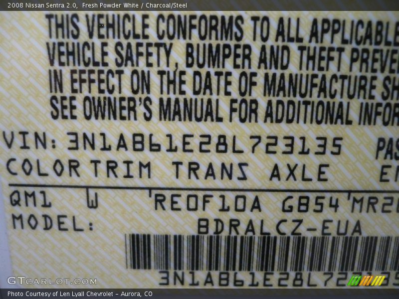 Fresh Powder White / Charcoal/Steel 2008 Nissan Sentra 2.0