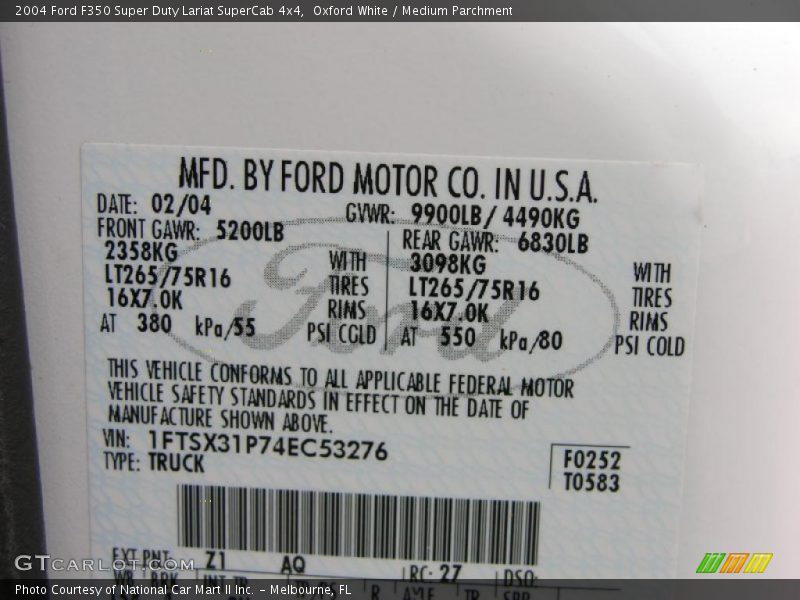 Oxford White / Medium Parchment 2004 Ford F350 Super Duty Lariat SuperCab 4x4