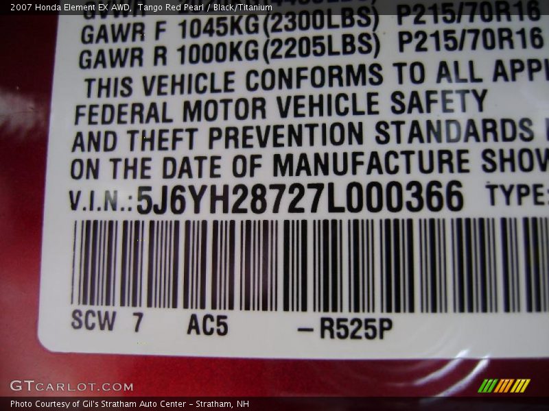 Tango Red Pearl / Black/Titanium 2007 Honda Element EX AWD