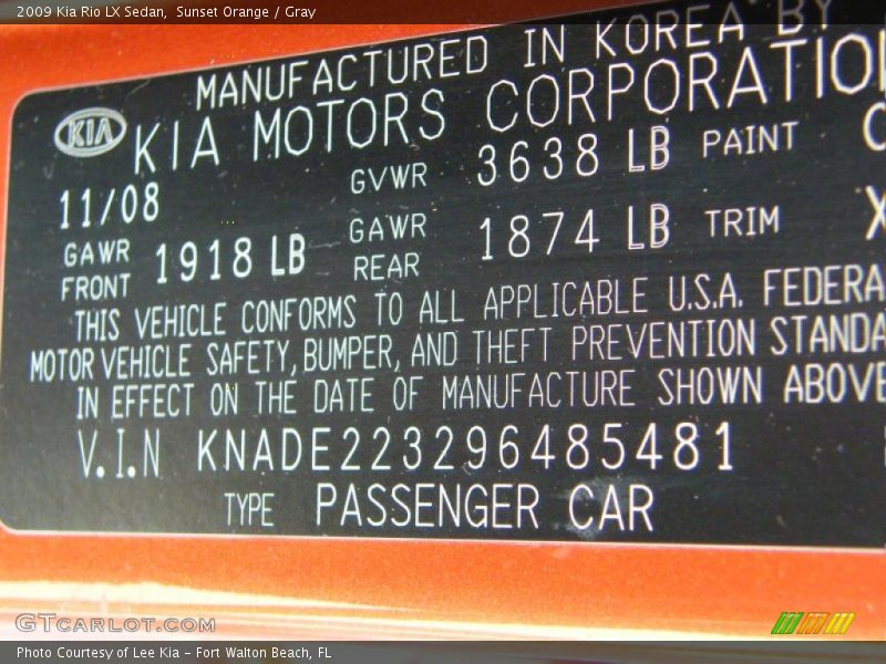 Sunset Orange / Gray 2009 Kia Rio LX Sedan