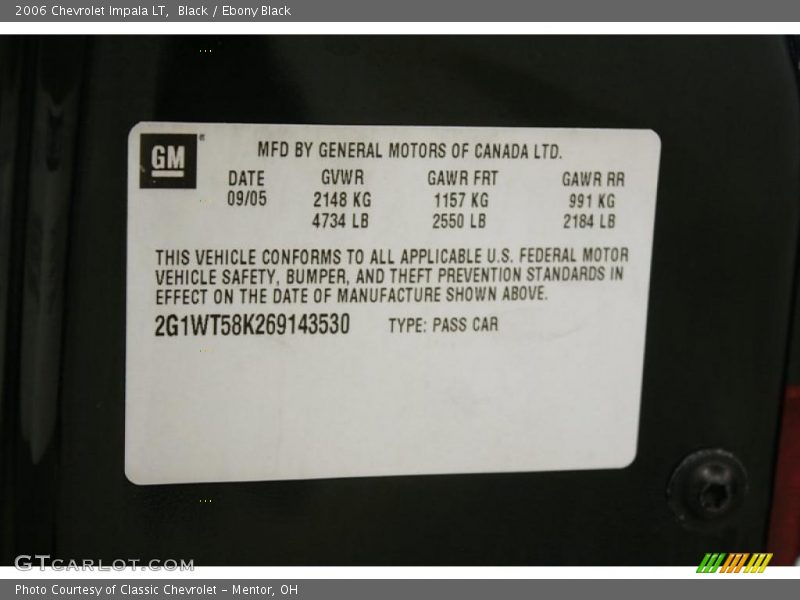 Black / Ebony Black 2006 Chevrolet Impala LT