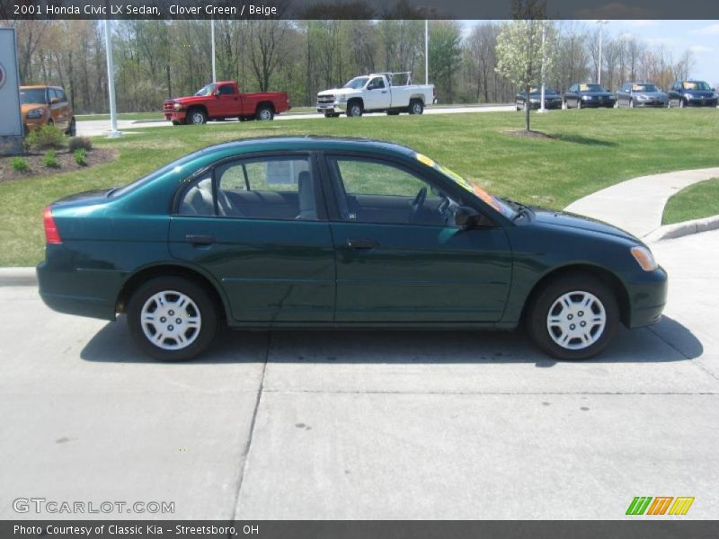 Clover Green / Beige 2001 Honda Civic LX Sedan
