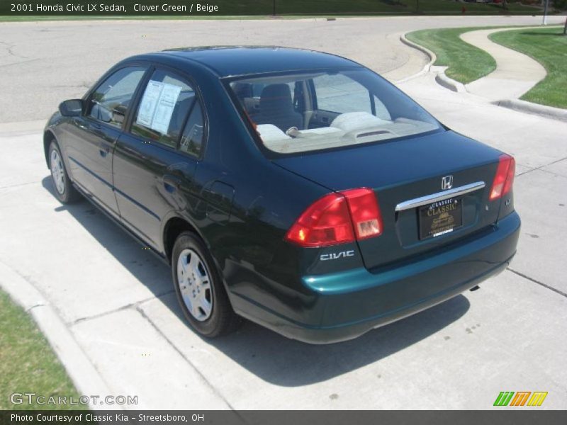 Clover Green / Beige 2001 Honda Civic LX Sedan