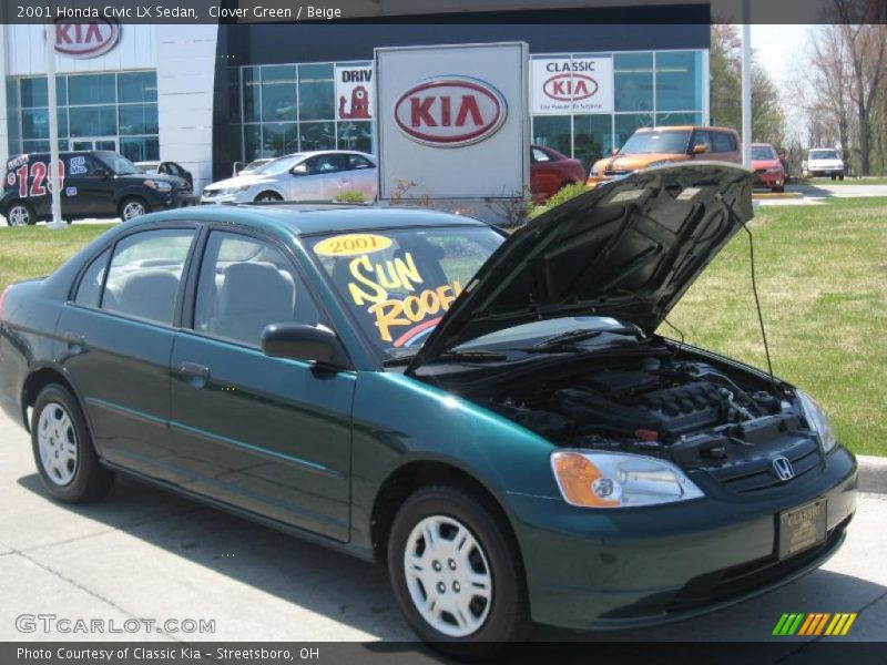 Clover Green / Beige 2001 Honda Civic LX Sedan