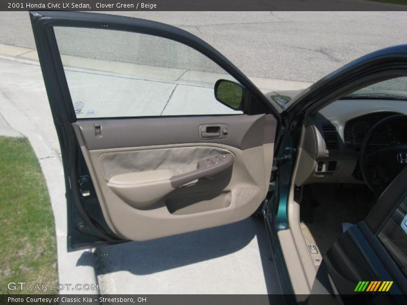 Clover Green / Beige 2001 Honda Civic LX Sedan