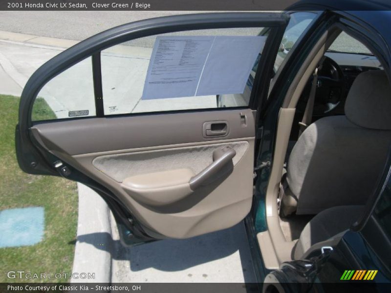 Clover Green / Beige 2001 Honda Civic LX Sedan