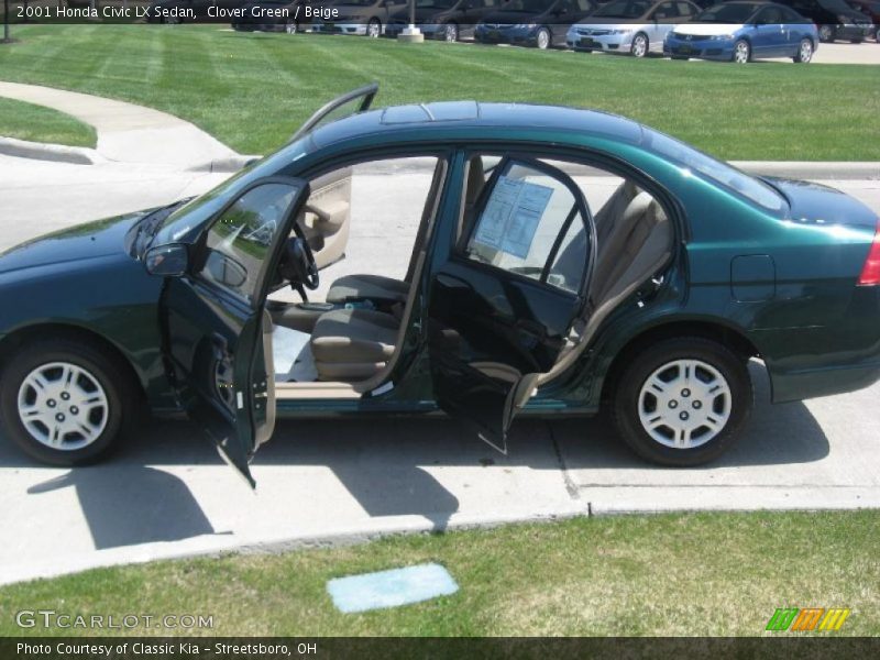 Clover Green / Beige 2001 Honda Civic LX Sedan