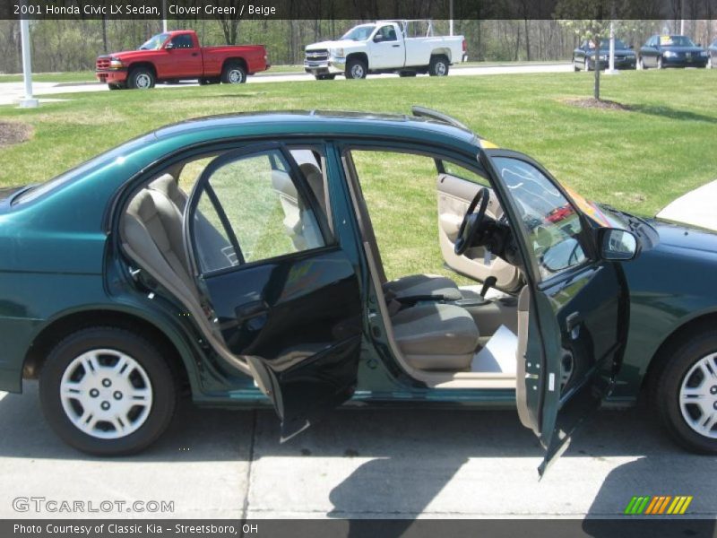 Clover Green / Beige 2001 Honda Civic LX Sedan