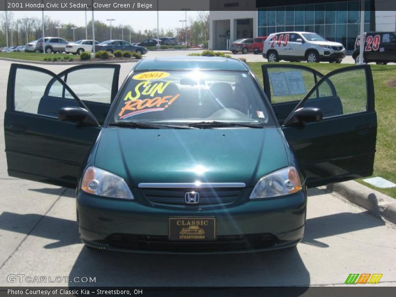Clover Green / Beige 2001 Honda Civic LX Sedan