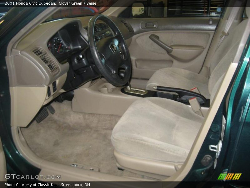 Clover Green / Beige 2001 Honda Civic LX Sedan