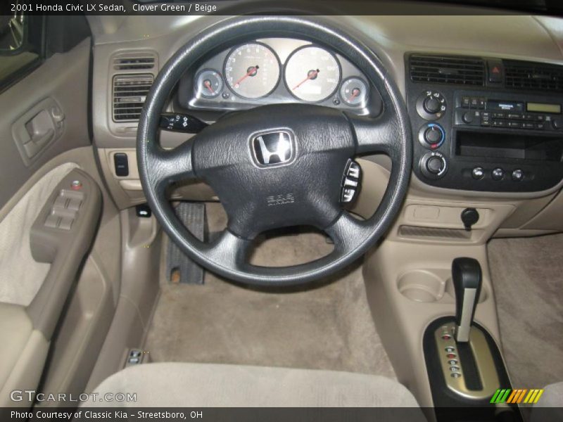 Clover Green / Beige 2001 Honda Civic LX Sedan