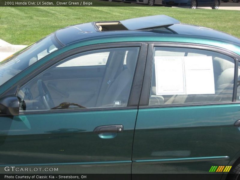 Clover Green / Beige 2001 Honda Civic LX Sedan