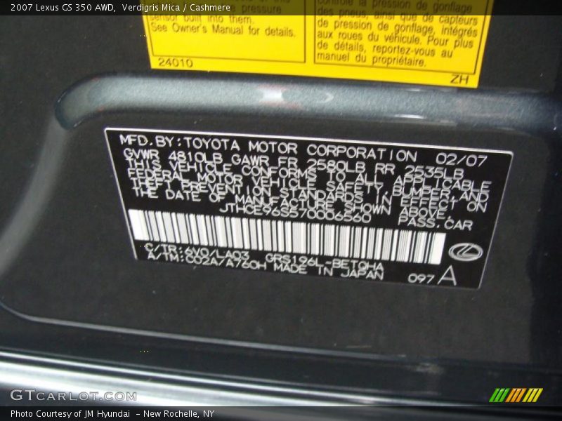 Verdigris Mica / Cashmere 2007 Lexus GS 350 AWD