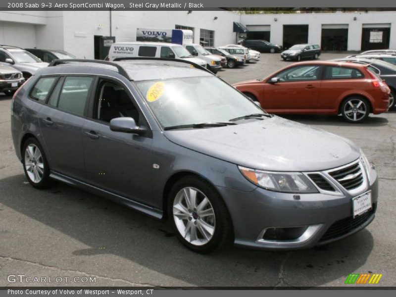 Steel Gray Metallic / Black 2008 Saab 9-3 Aero SportCombi Wagon