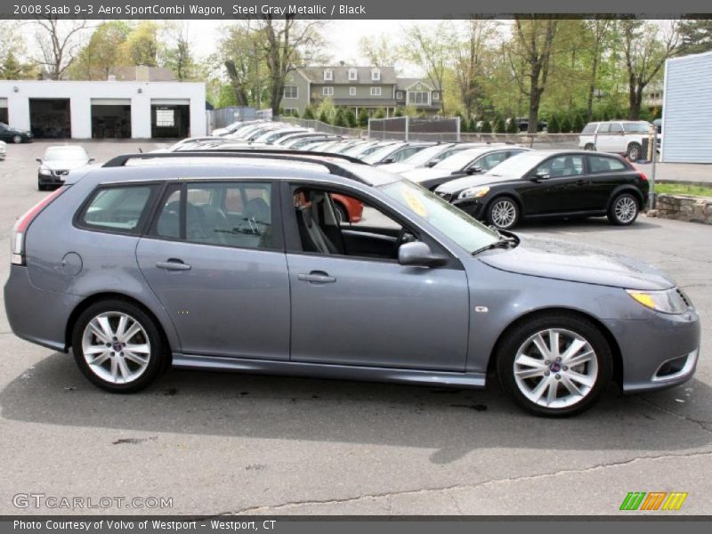 Steel Gray Metallic / Black 2008 Saab 9-3 Aero SportCombi Wagon