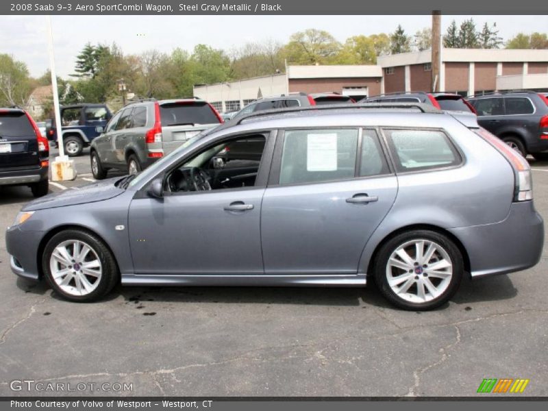 Steel Gray Metallic / Black 2008 Saab 9-3 Aero SportCombi Wagon