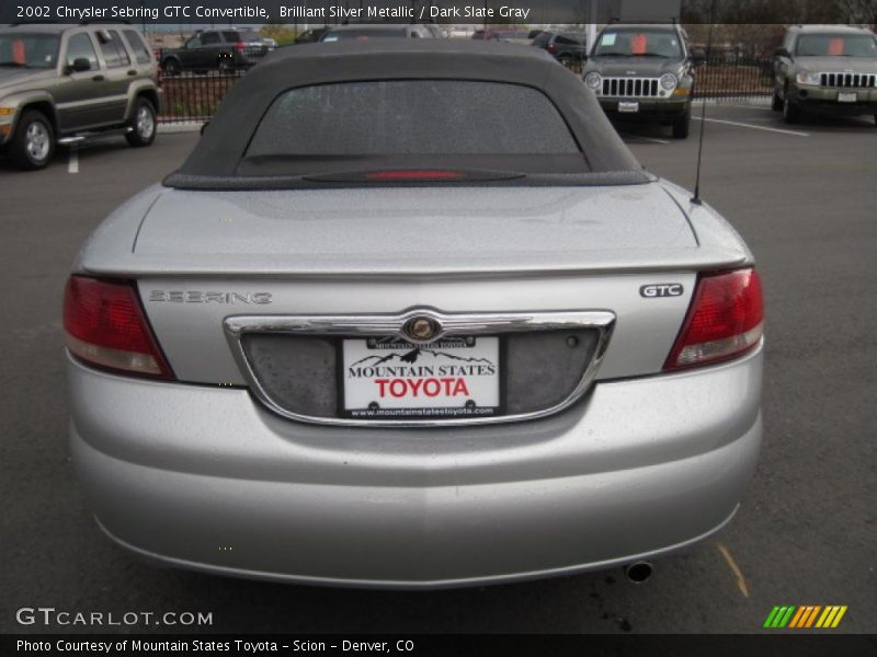 Brilliant Silver Metallic / Dark Slate Gray 2002 Chrysler Sebring GTC Convertible