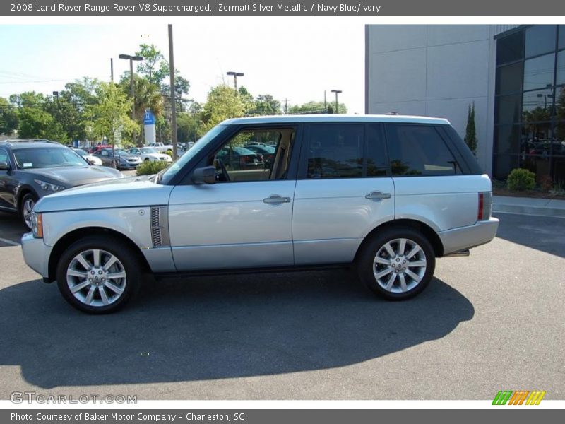Zermatt Silver Metallic / Navy Blue/Ivory 2008 Land Rover Range Rover V8 Supercharged
