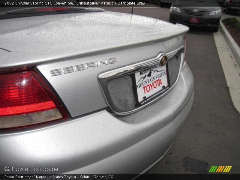 Brilliant Silver Metallic / Dark Slate Gray 2002 Chrysler Sebring GTC Convertible