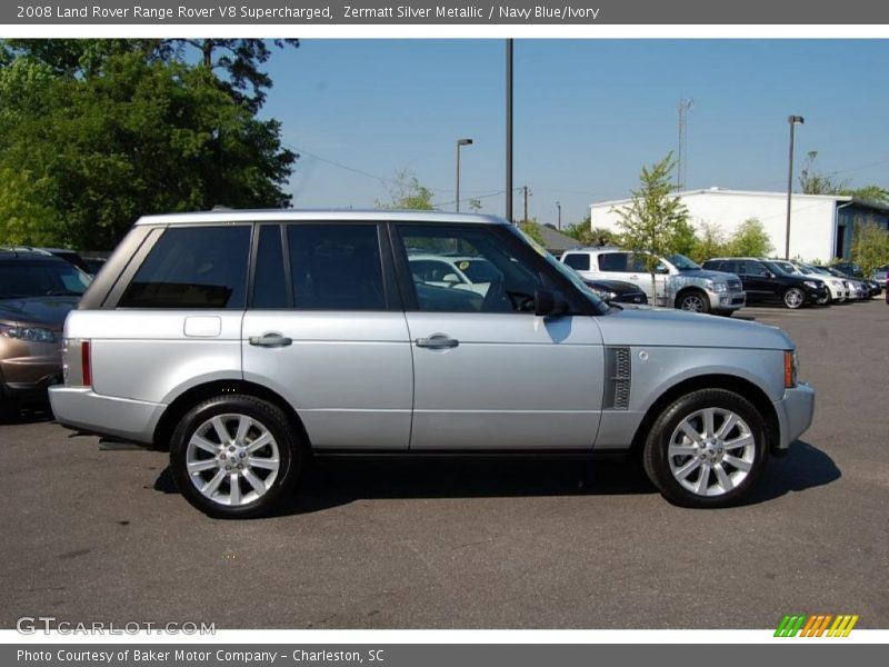 Zermatt Silver Metallic / Navy Blue/Ivory 2008 Land Rover Range Rover V8 Supercharged