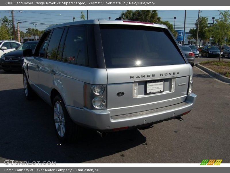 Zermatt Silver Metallic / Navy Blue/Ivory 2008 Land Rover Range Rover V8 Supercharged