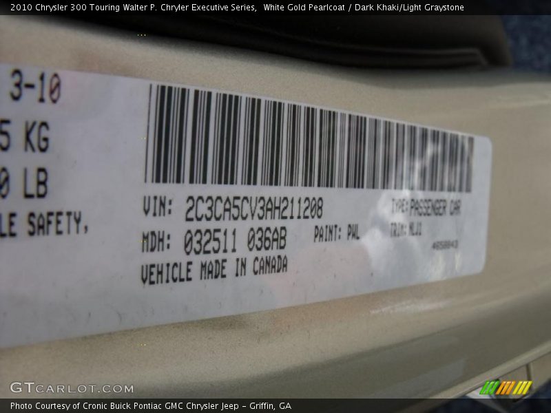 White Gold Pearlcoat / Dark Khaki/Light Graystone 2010 Chrysler 300 Touring Walter P. Chryler Executive Series