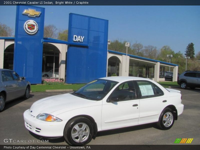 Bright White / Graphite 2001 Chevrolet Cavalier LS Sedan